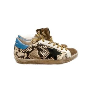 Golden Goose Superstar Sneaker, Brown/Snake/Gold/Blue